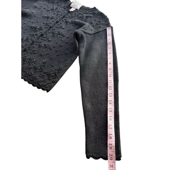 Vintage Heirloom Collectibles black beaded cardigan sweater Size M - Picture 8 of 8